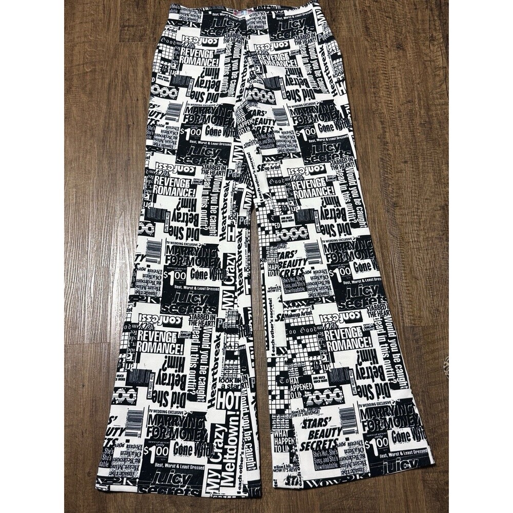 Urban Outfitters Newspaper Print Bengaline High Rise Flare Pants Sz Small Y2K 90